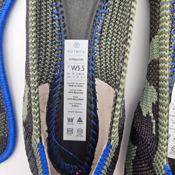 Rothys The Point Olive Camo Slip On Flats Womens Size 5.5 NEW - Picture 7 of 7